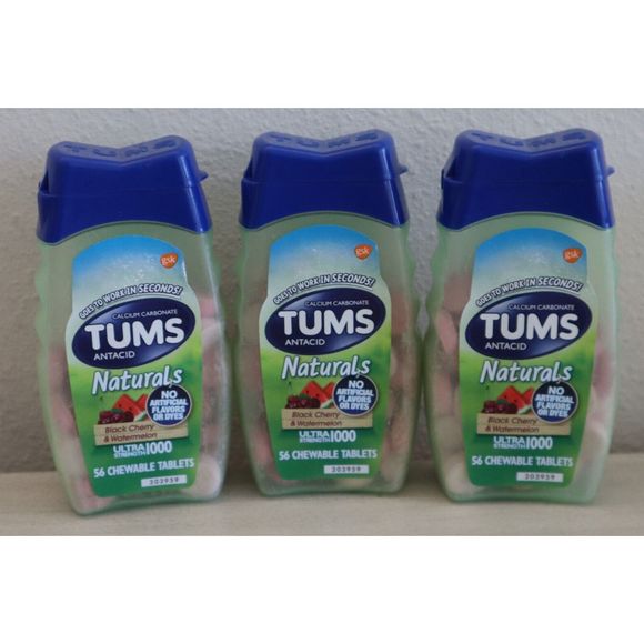 Tums Naturals Ultra Strength 1000 Black Cherry & Watermelon, Lot of 3 Exp. 06/25 - Picture 1 of 3